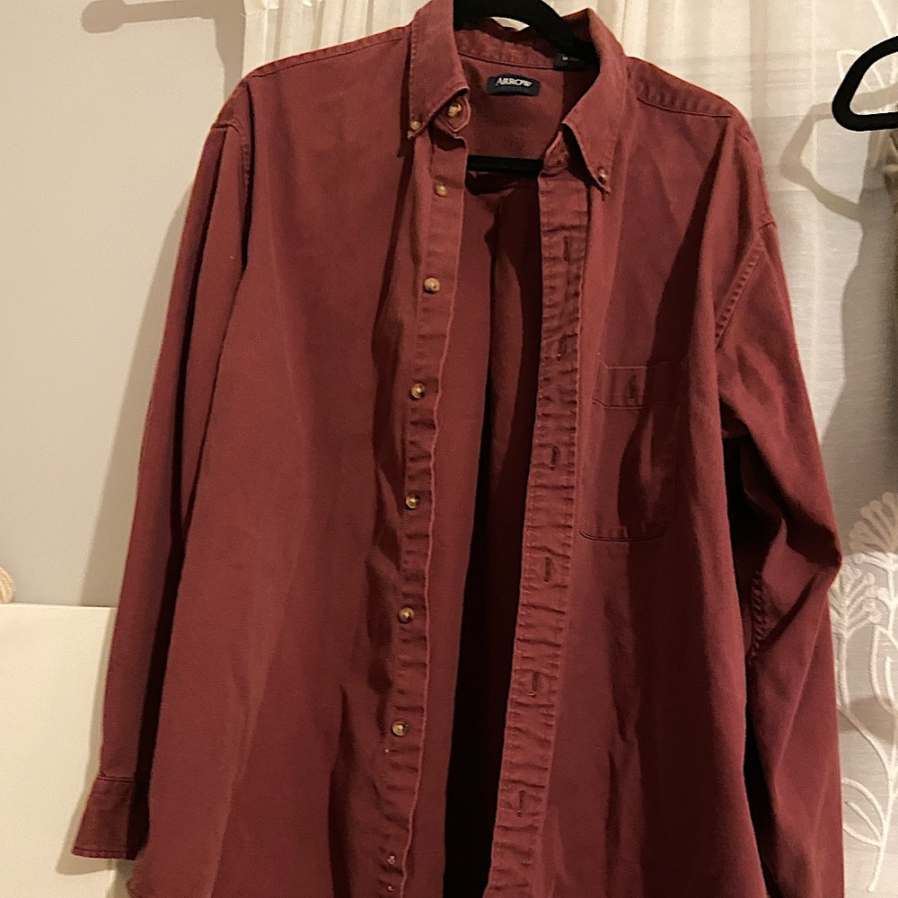 vintage red button down top